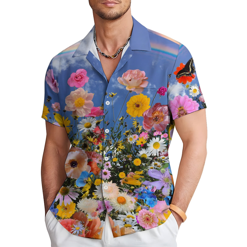 Men'sFlowers Casual Short Sleeve Shirt 2410003777