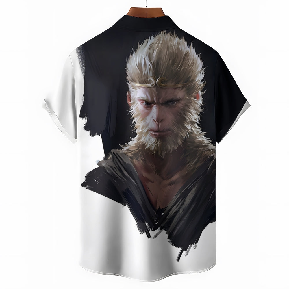 Black Myth Wukong Game Print Short Sleeve Shirt 2408007325