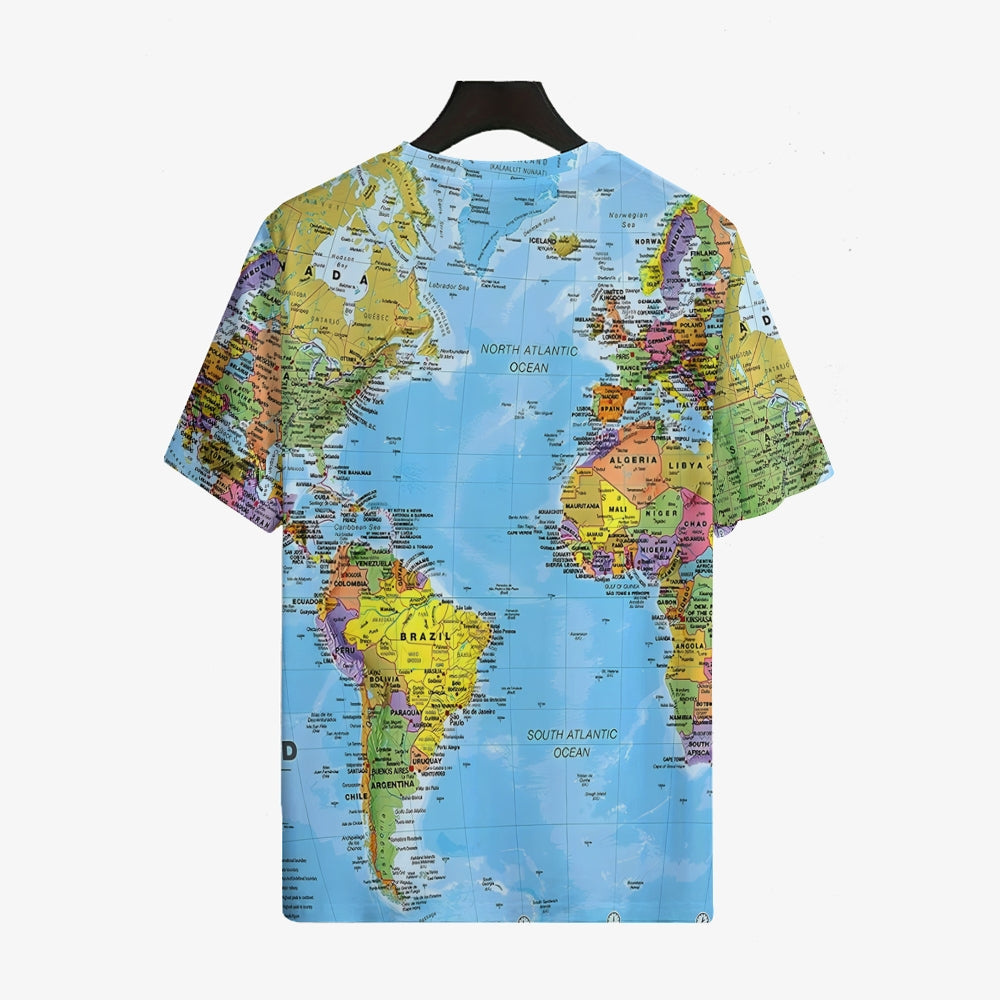 Men's Retro Map Multicolor Short Sleeve T-Shirt