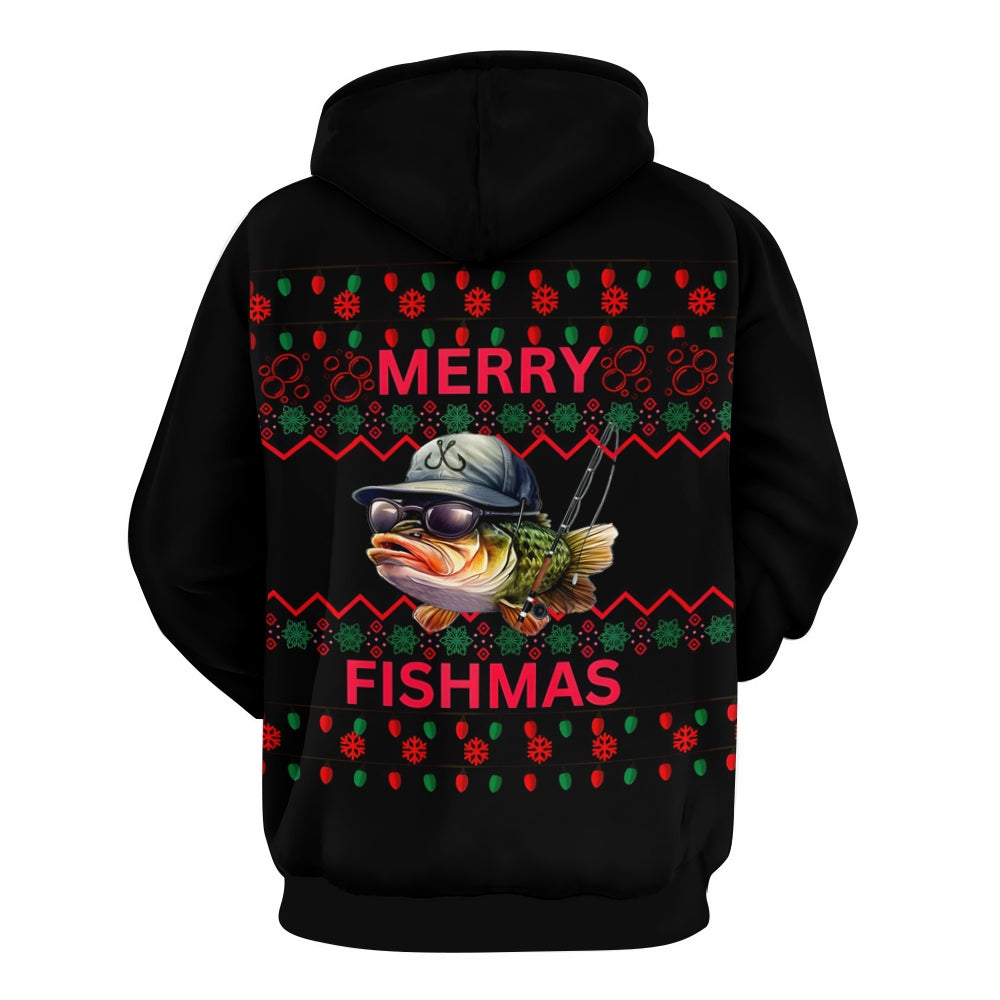 Plue Size Fishing Lovers Christmas Printed Hoodies 2411009466