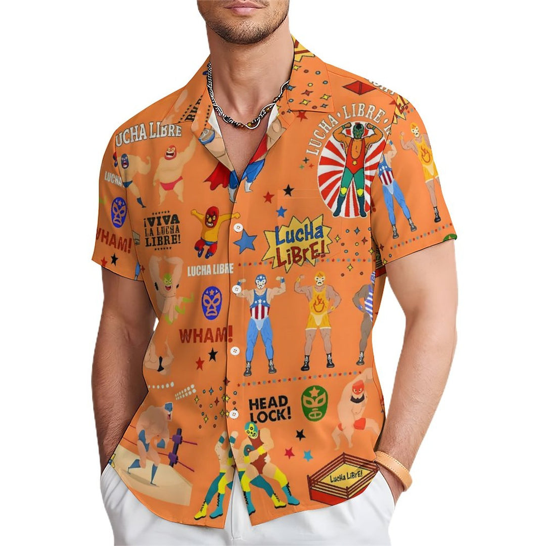 Mexican Cultural Gladiators Casual Short Sleeve Shirt 2312000472