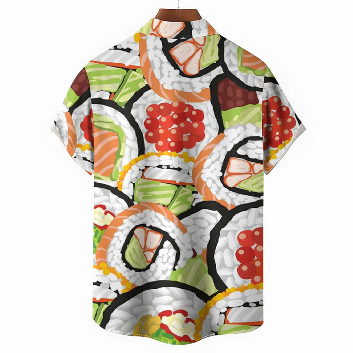 Cartoon Funny Sushi Casual Short Sleeve Shirt 2410004694