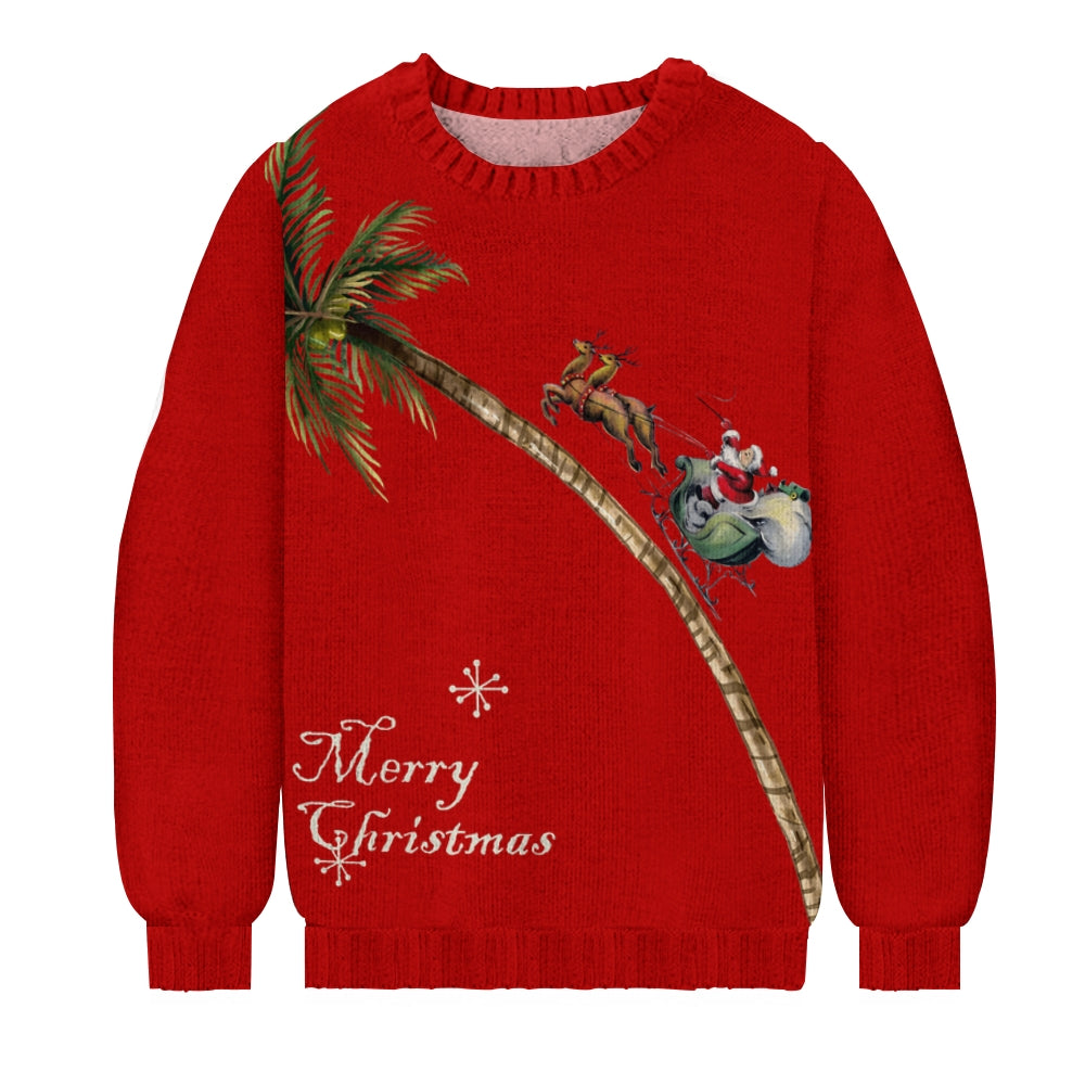 Men's Merry Christmas Print Casual Knit Crew Neck Sweater 2411010492