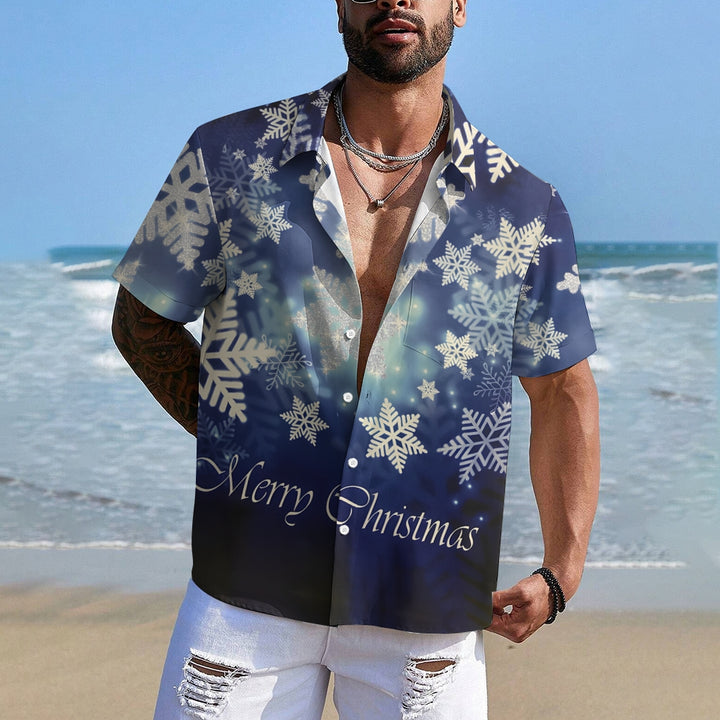 Merry Christmas Snowflakes Casual Short Sleeve Shirt 2411013100