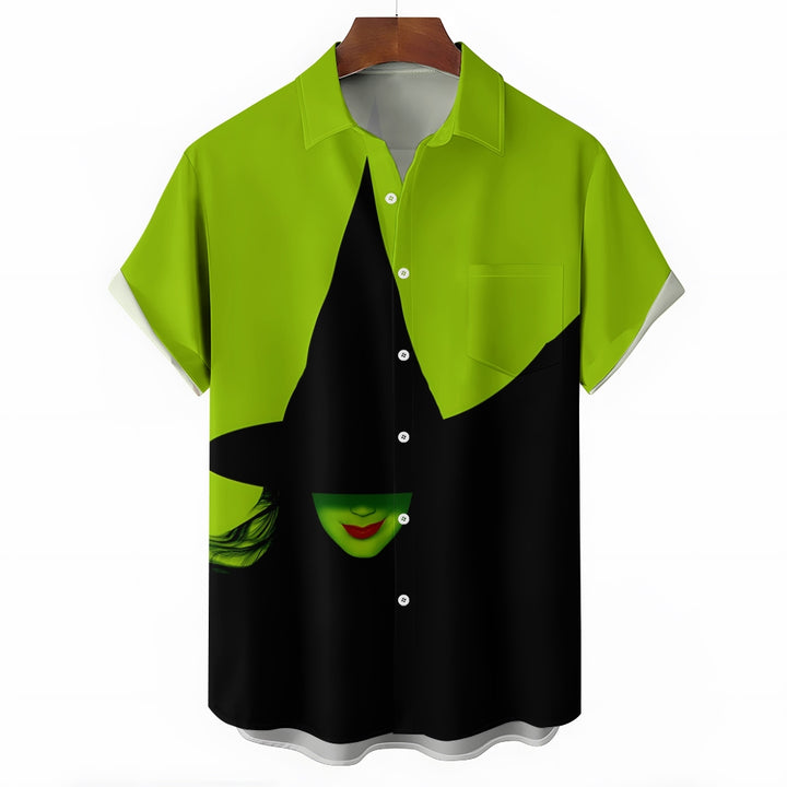 Halloween Witch Casual Short Sleeve Shirt 2408008279