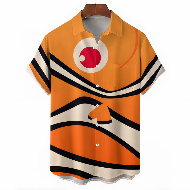 Men's Cartoon Clown Fish Casual Short Sleeve Shirt 2410007925