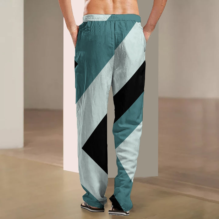 Men's Casual Color Block Print Pants 2411000469