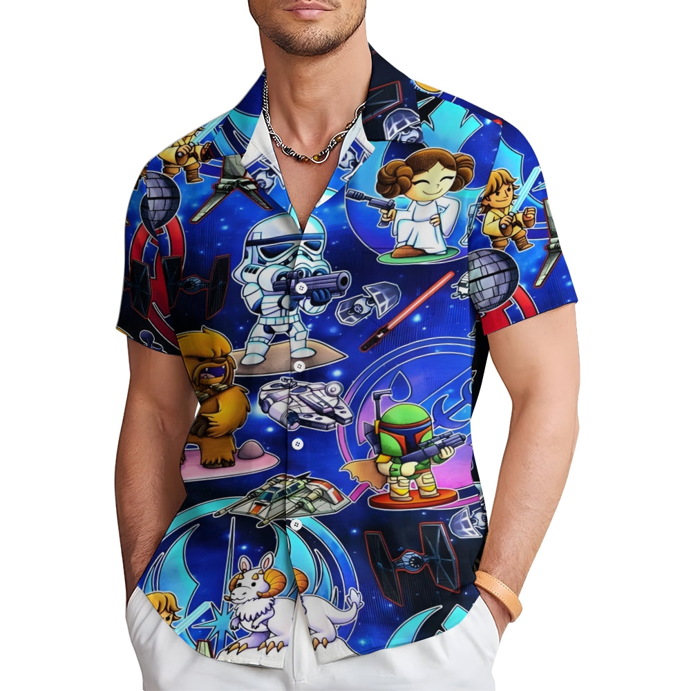 Men's Star Warrior Cartoon Casual Short Sleeve Shirt 2409002245