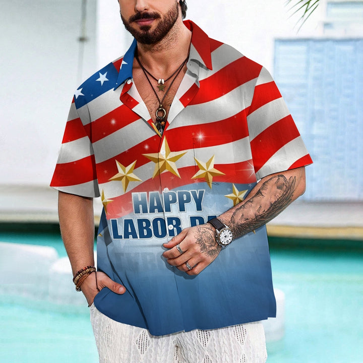 Happy Labor Day Casual Large Size Short Sleeve Shirt 2408000353