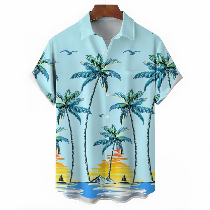 Men's Hawaiian Coconut Tree Casual Short Sleeve Shirt 2410005873