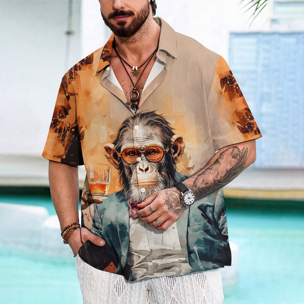 Gentleman Orangutan Casual Short Sleeve Shirt 2408005191