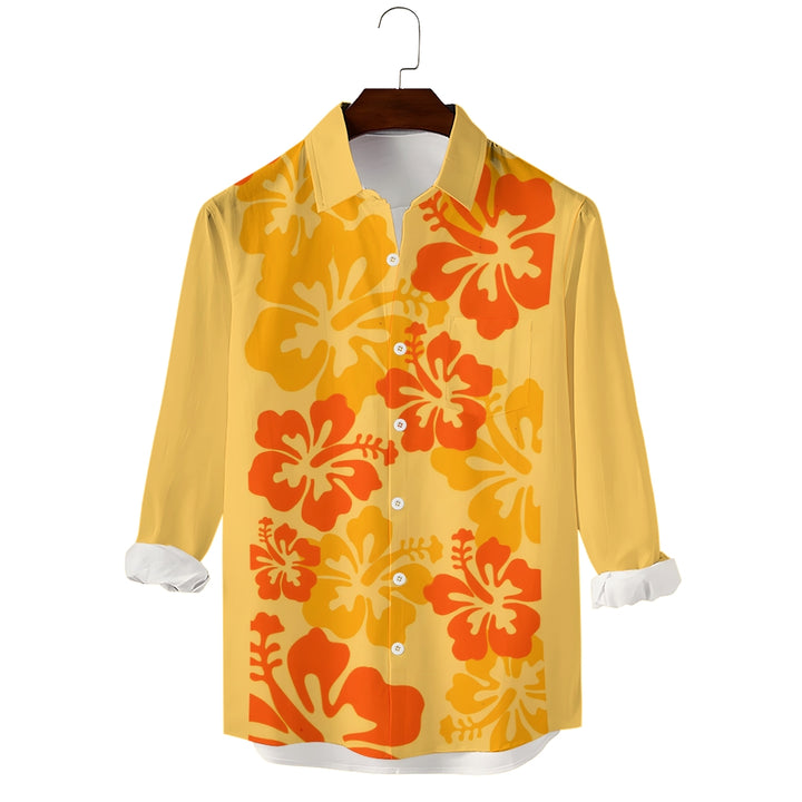 Hawaiian Flowers Printed Long Sleeve Shirt 2411002963