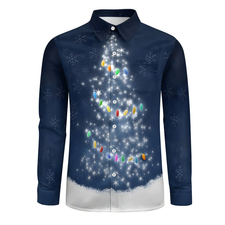 Men's Christmas Tree Printed Long Sleeve Shirt 2411002941