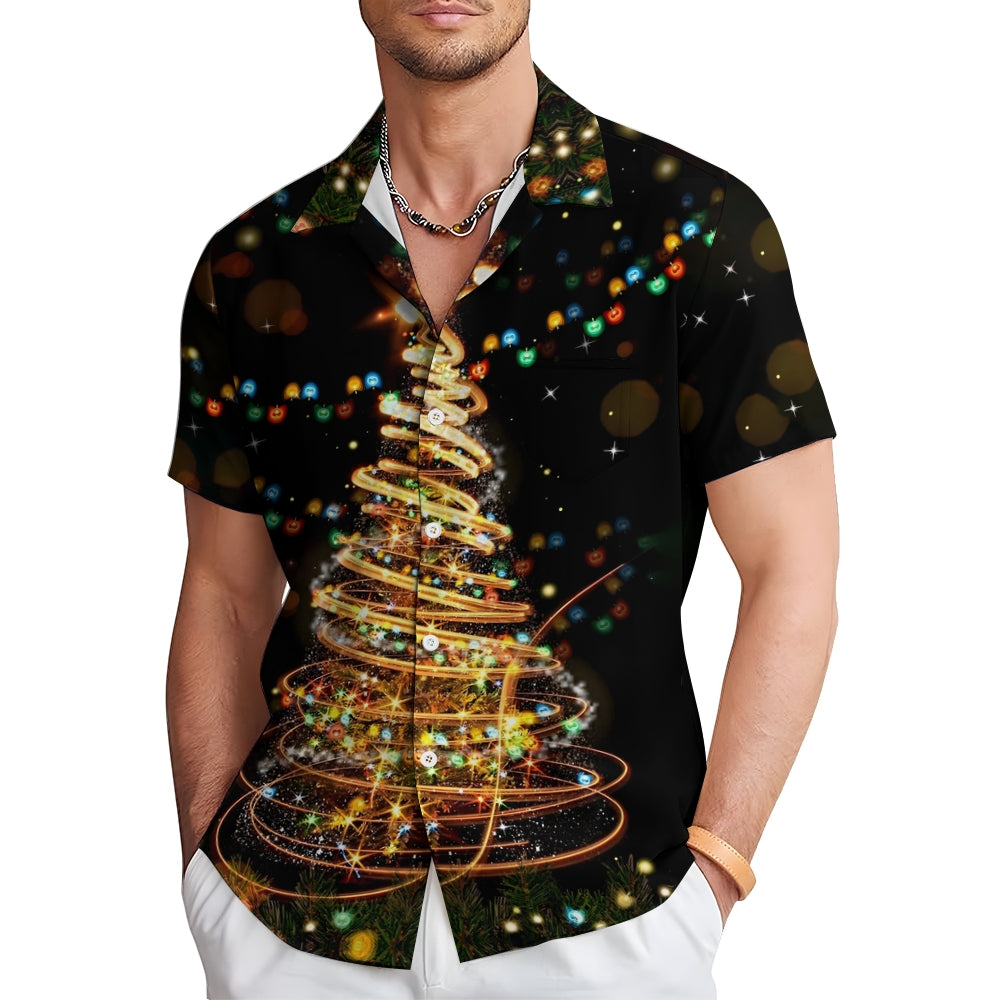 Christmas Tree Lights Casual Short Sleeve Shirt 2409006117