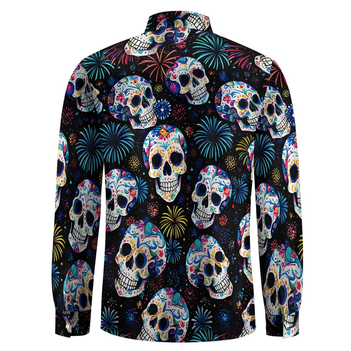 Men's Casual Mexican Culture Skull Printed Long Sleeve Shirt 2411002594