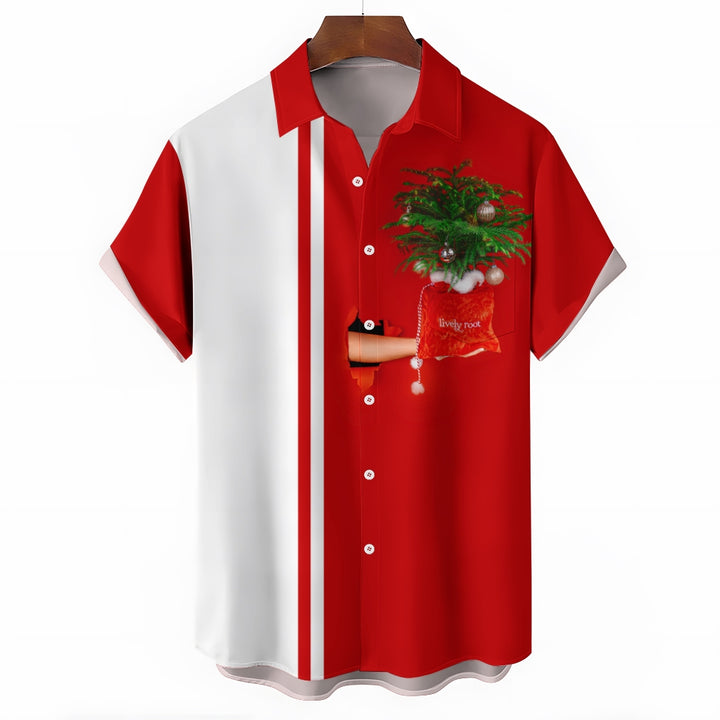 Men's Christmas Fun Print Casual Short Sleeve Shirt 2408007025