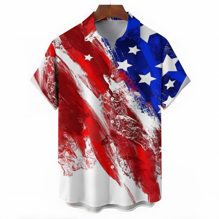 Men's Flag Patriotism Short Sleeve Shirt 2404001064