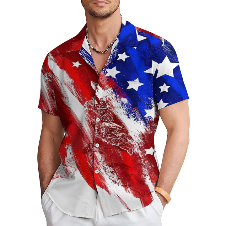 Men's Flag Patriotism Short Sleeve Shirt 2404001064