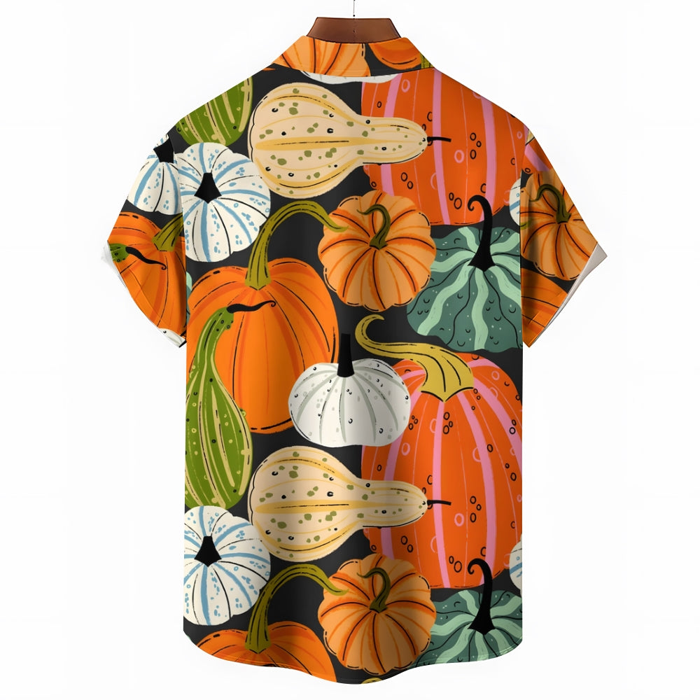 Thanksgiving Various Pumpkin Casual Short Sleeve Shirt 2410001477