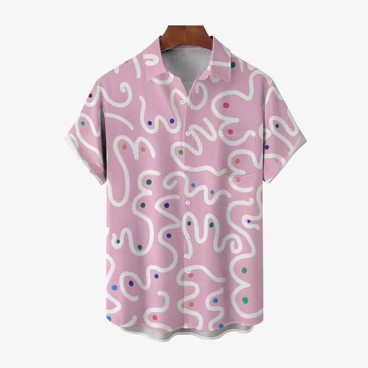 Abstract Print Men's Casual Short Sleeve Shirt 2404001278