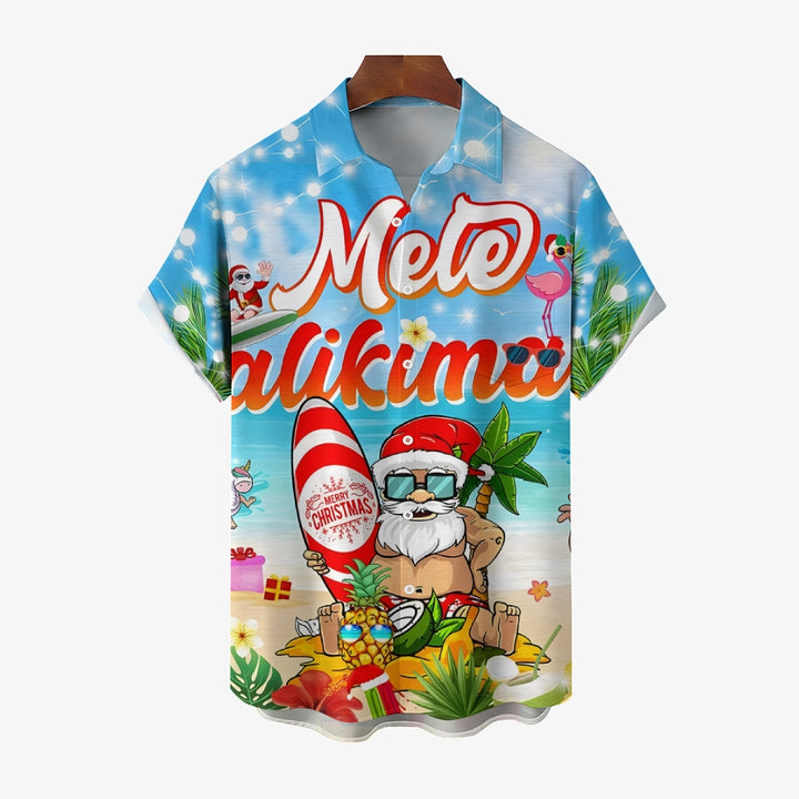 Merry Christmas Santa Claus Casual Short Sleeve Shirt 2411003313