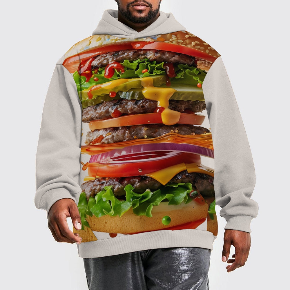 Plue Size Delicious Burgers Printed Hoodies 2411009425