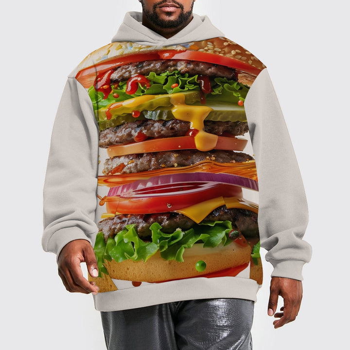 Plue Size Delicious Burgers Printed Hoodies 2411009425