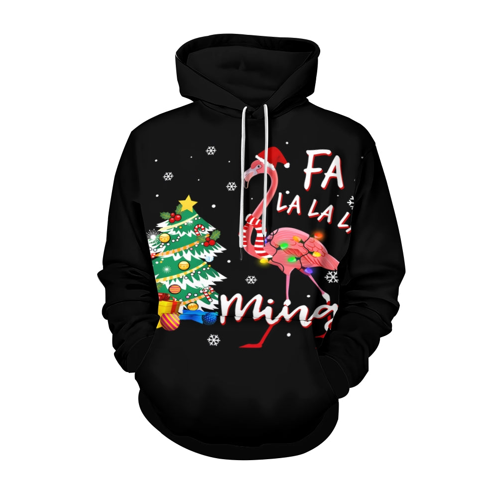 Plue Size Christmas Tree And Flamingo Printed Hoodies 2411009464