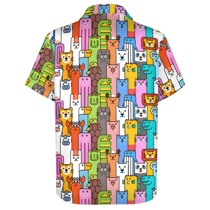 Men's Colorful Cats Casual Short Sleeve Shirt 2403000735