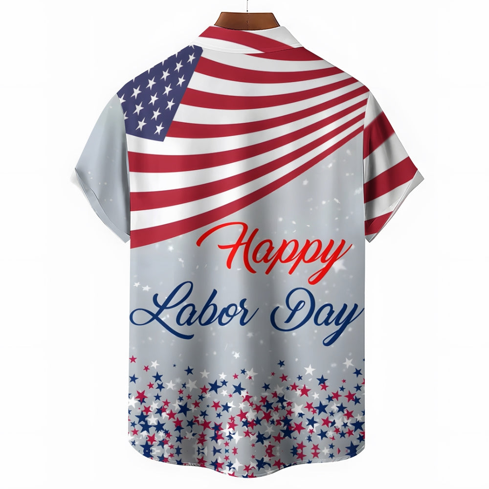 Labor Day Casual Large Size Short Sleeve Shirt 2408000361