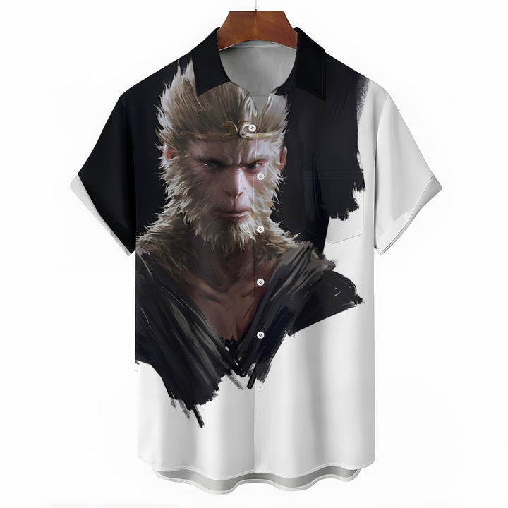 Black Myth Wukong Game Print Short Sleeve Shirt 2408007325