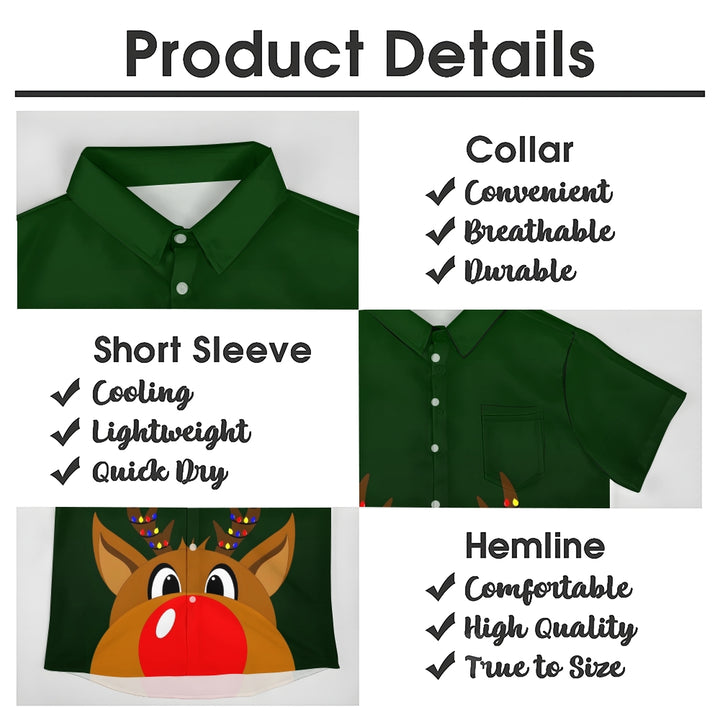 Christmas Elk Casual Short Sleeve Shirt 2409009578