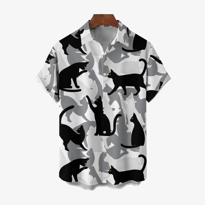 Men's Cats Casual Short Sleeve Shirt 2404000236