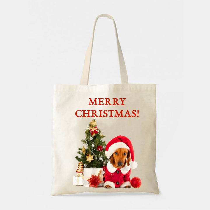 Merry Christmas Dog Pattern Casual Tote Bag