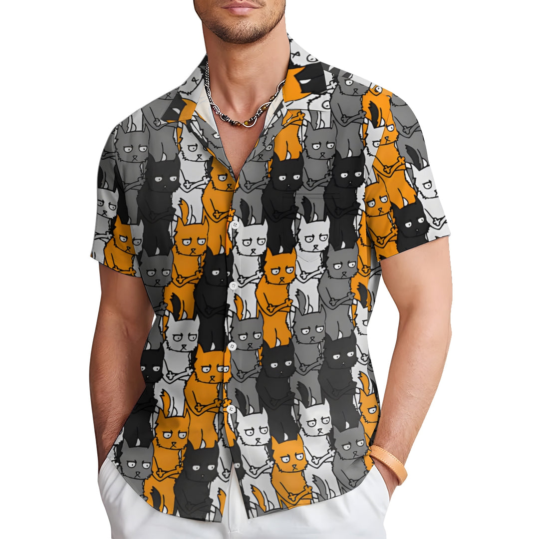 Men's Fun Animal Prints Casual Short Sleeve Shirt 2404001798