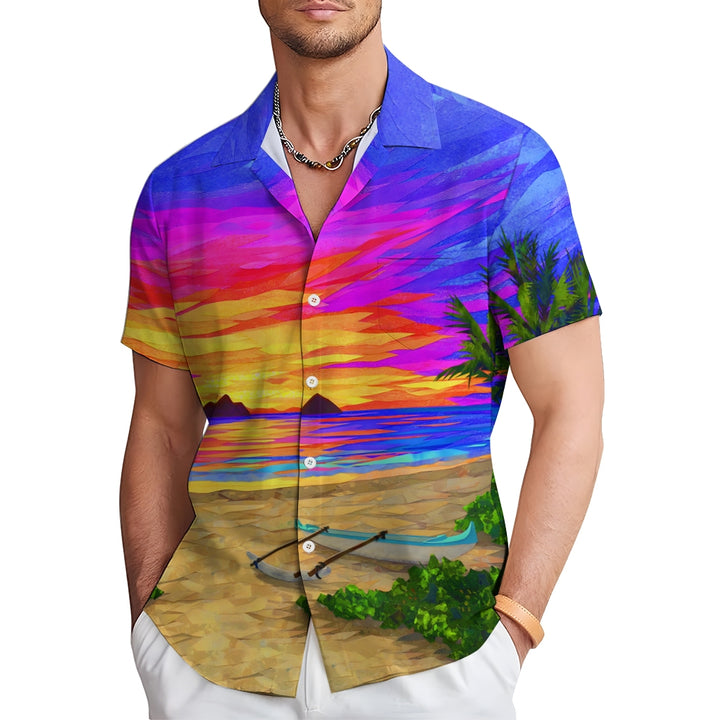 Beach Scenery Casual Short Sleeve Shirt 2409007973