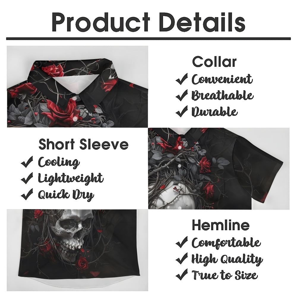 Skull and Roses Hawaiian Short Sleeve Shirt 2412008540