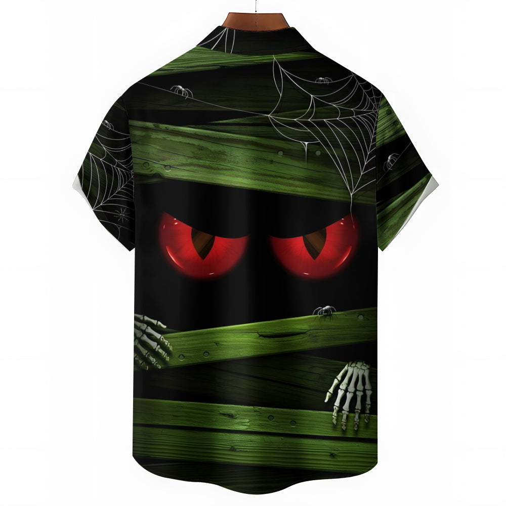 Halloween Eyes Horror Casual Short Sleeve Shirt 2408007564