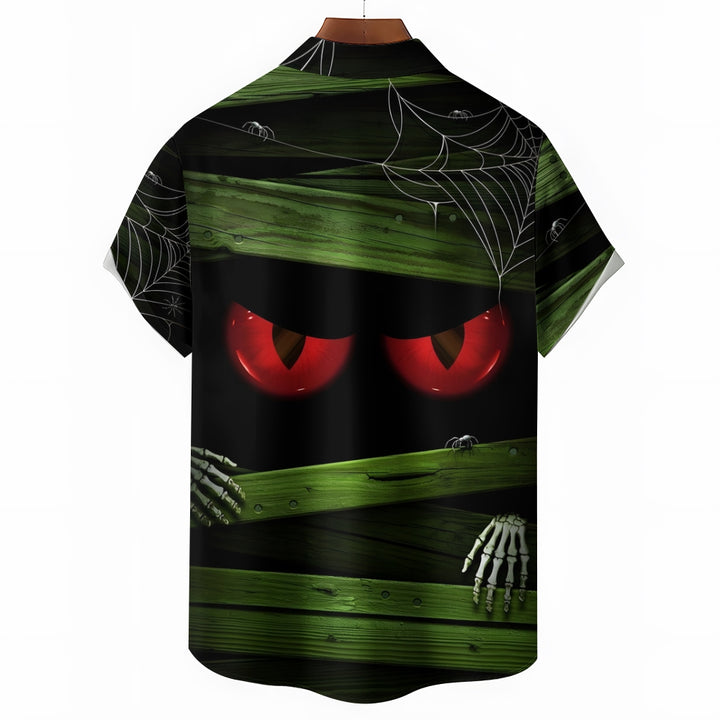 Halloween Eyes Horror Casual Short Sleeve Shirt 2408007564