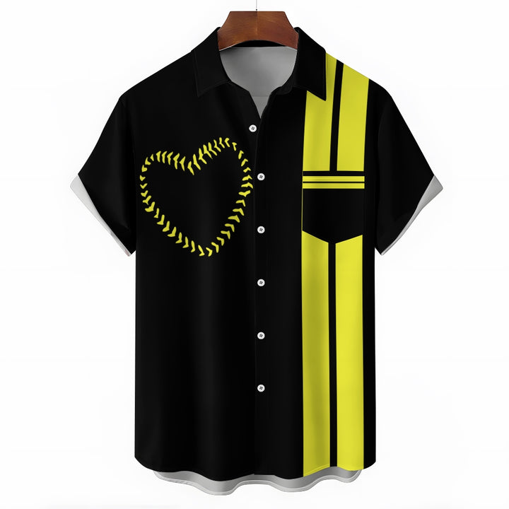 Men's Baseball Elements Casual Short Sleeve Shirt 2403000771