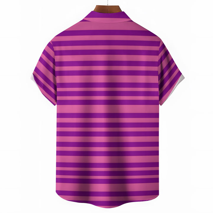 Men's Stripe Casual Short Sleeve Shirt 2403000754