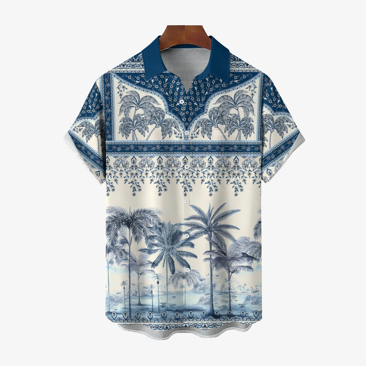 Men's Hawaiian Coconut Print Casual Short Sleeve Shirt 2404000058