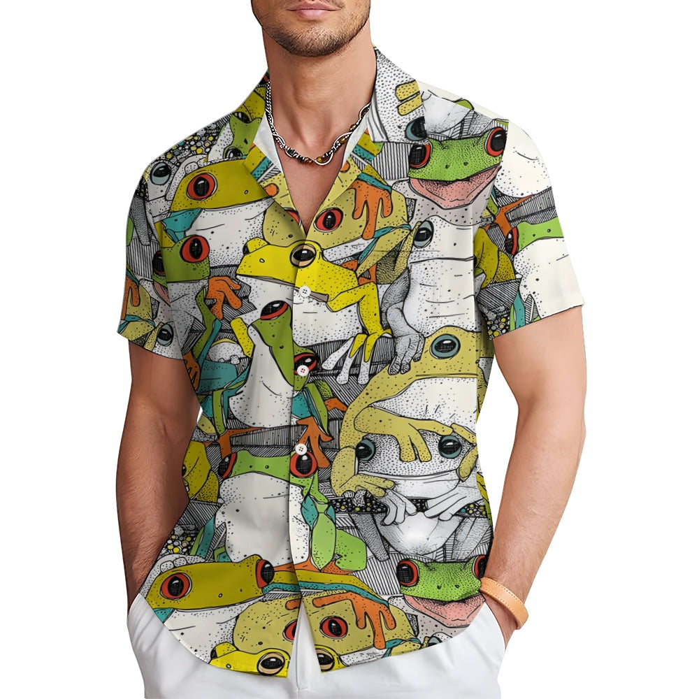 Men's Rainforest Frogs Hawaiian Short Sleeve Shirt 2410009341