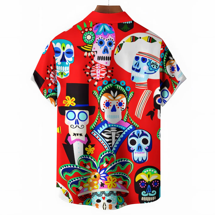 Men's Mexican Culture and Arts Casual Short Sleeve Shirt 2403000923