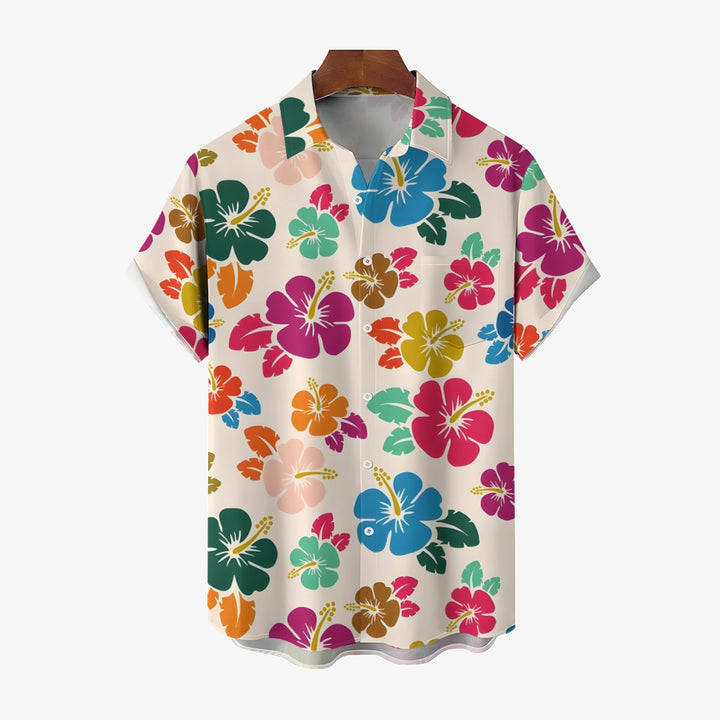 Men's Hawaiian Flowers Casual Short Sleeve Shirt 2404001807