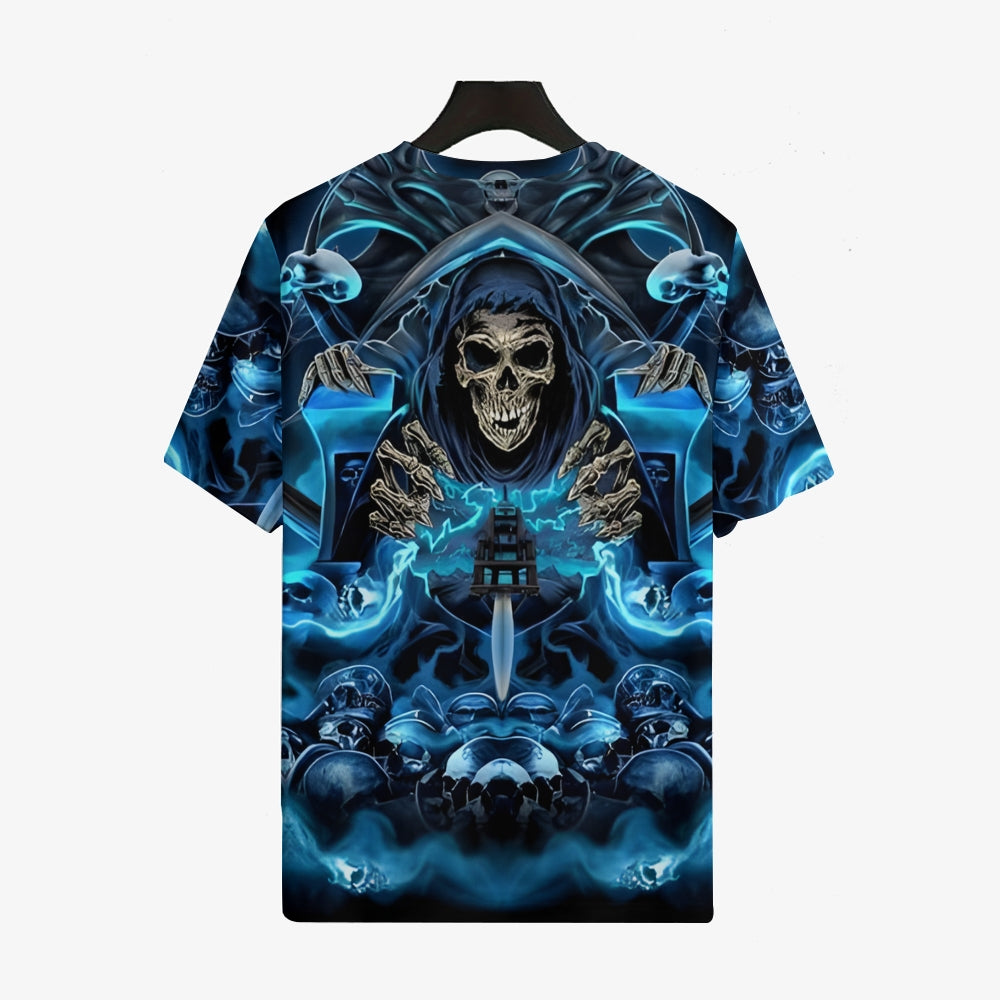 Halloween Skull Print Casual Short Sleeve T-Shirt 2408006920