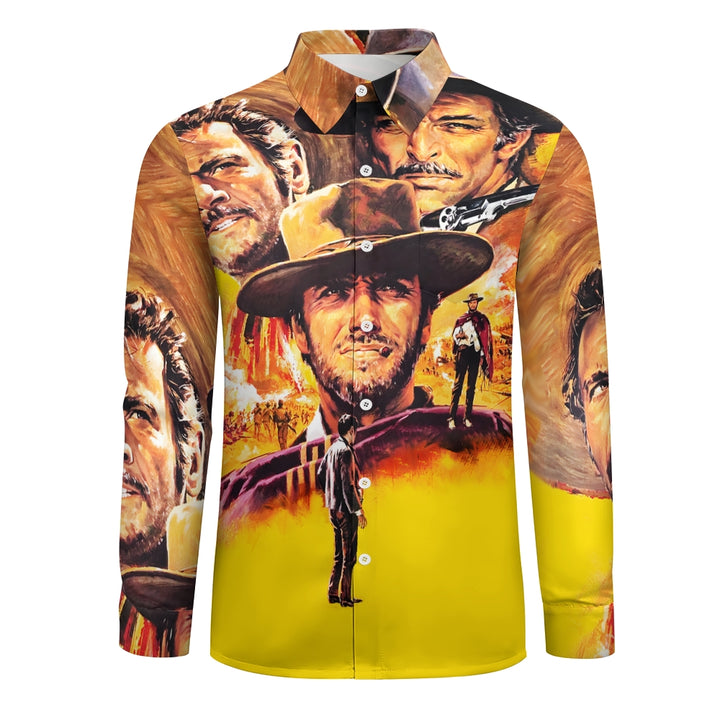 Men's Movie Poster Print Casual Long Sleeve Shirt