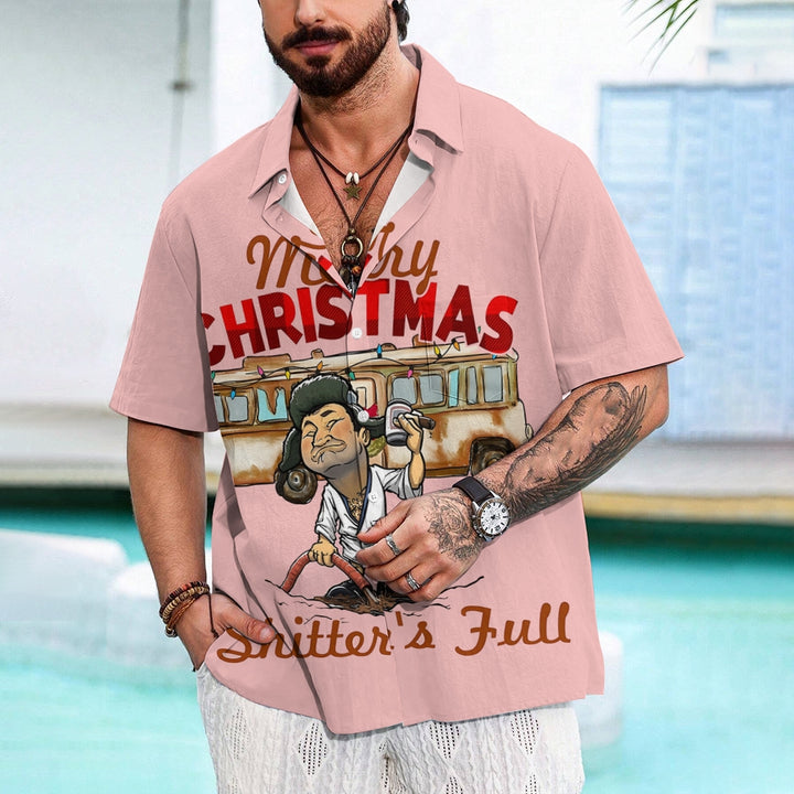 Merry Christmas Fun Character Prints Casual Short Sleeve Shirt 2412003114