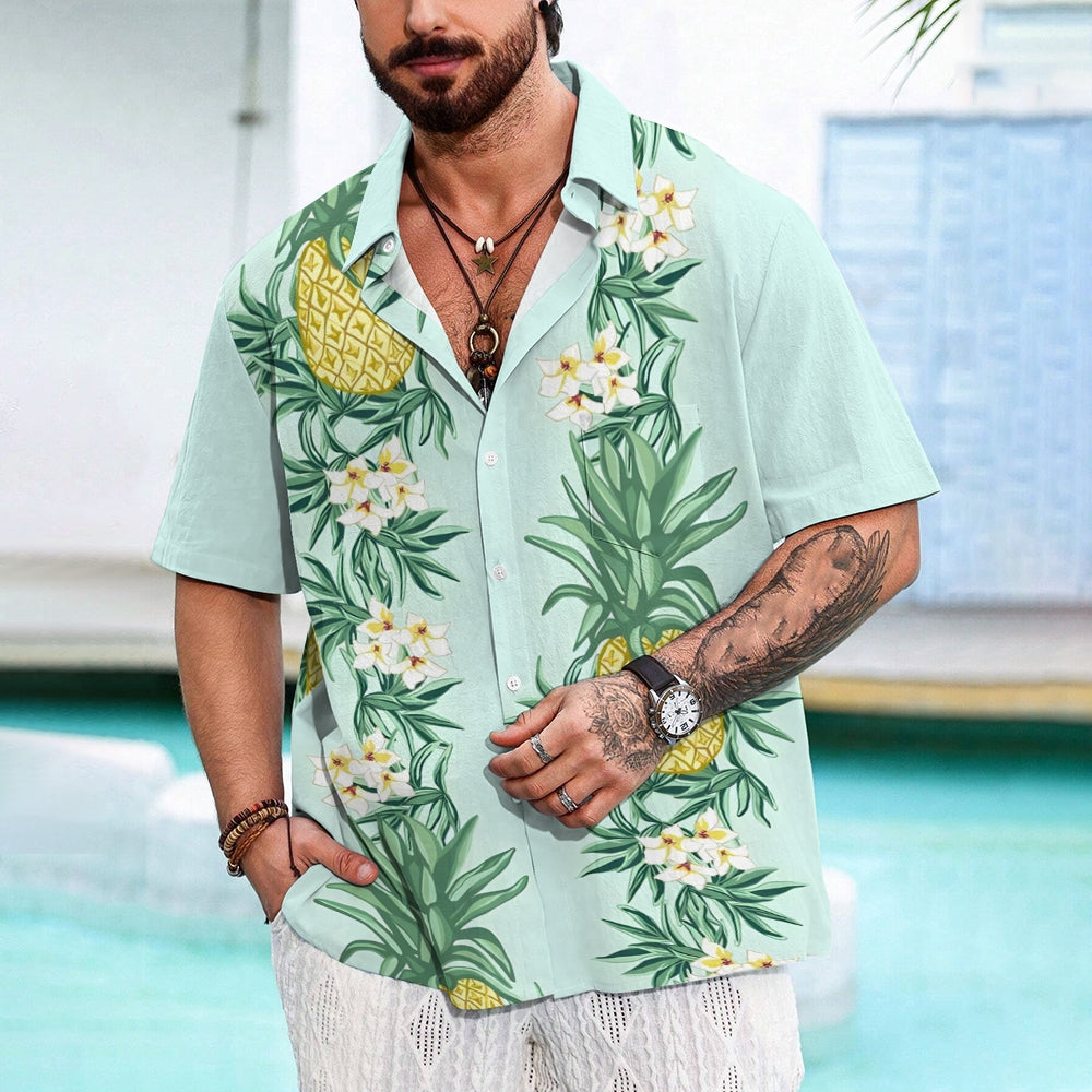 Men's Hawaiian Pineapple Casual Short Sleeve Shirt 2411002001