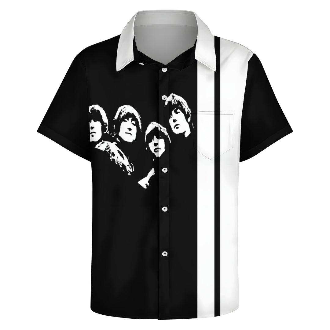 Rock Band Printed Bowling Short Sleeve Shirt 2404000886